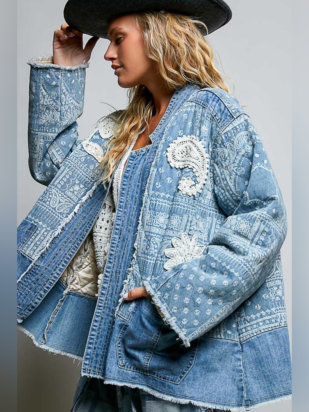 POL “ Route 66 “ Bandana Jacket | Denim